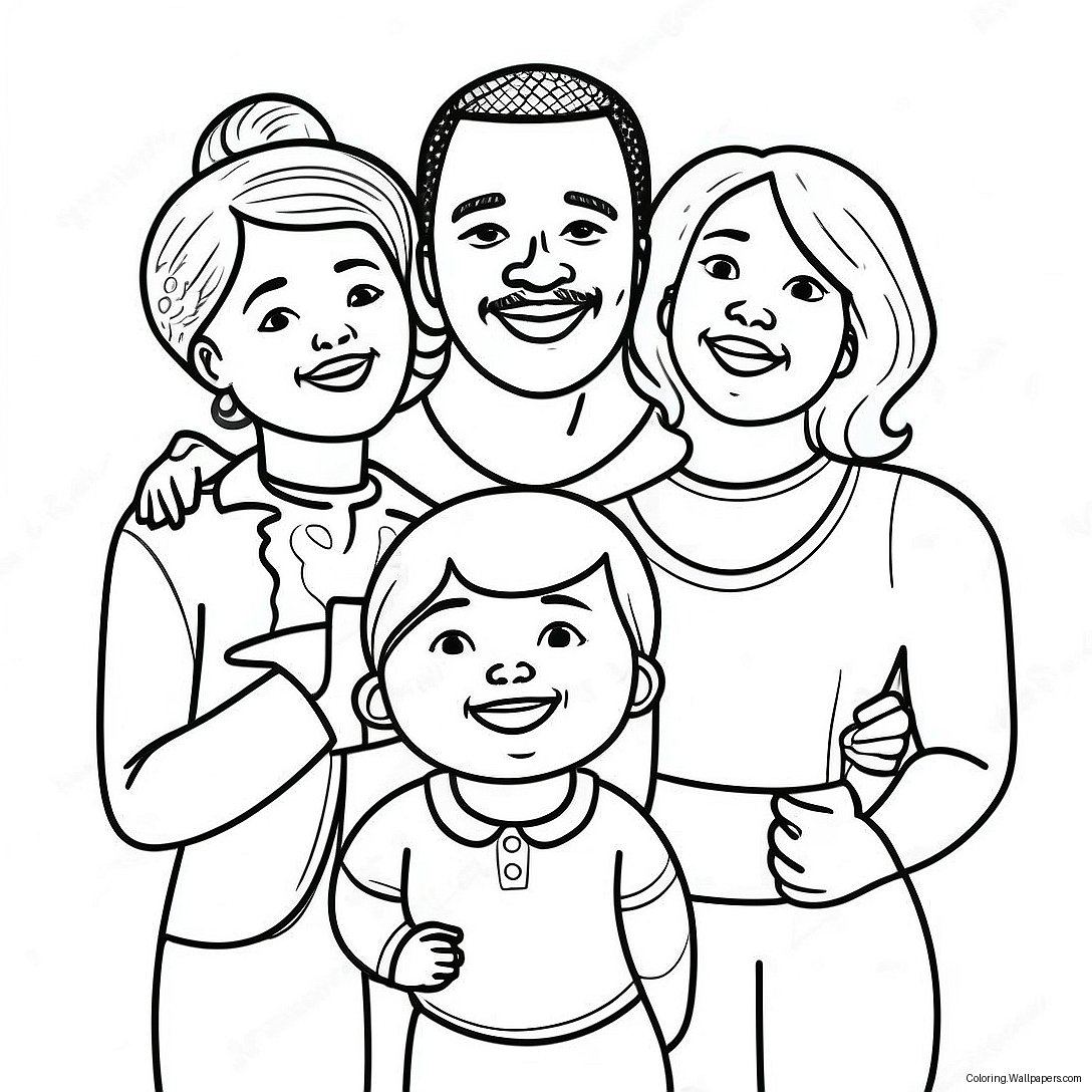 Joyful Black Family Coloring Page 52066