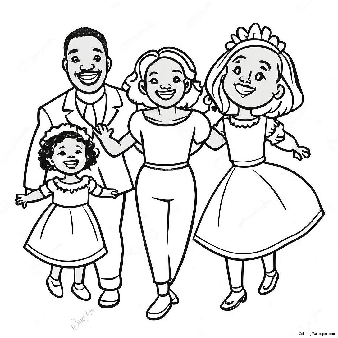 Joyful Black Family Coloring Page 52067