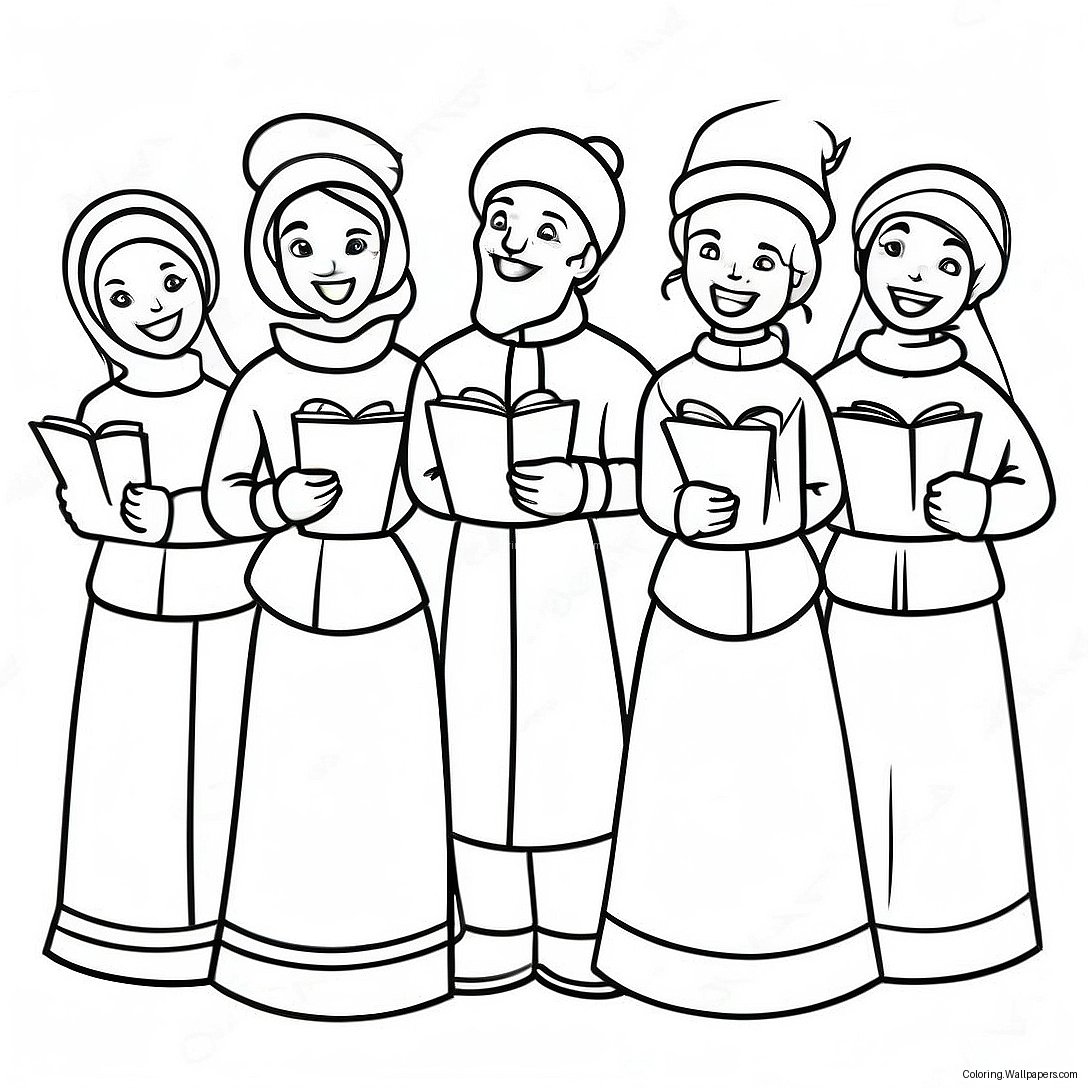 Joyful Christmas Carolers Coloring Page 47033