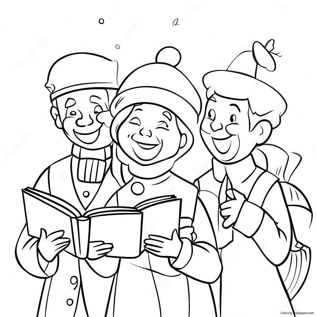 Joyful Christmas Carolers Coloring Page 47035