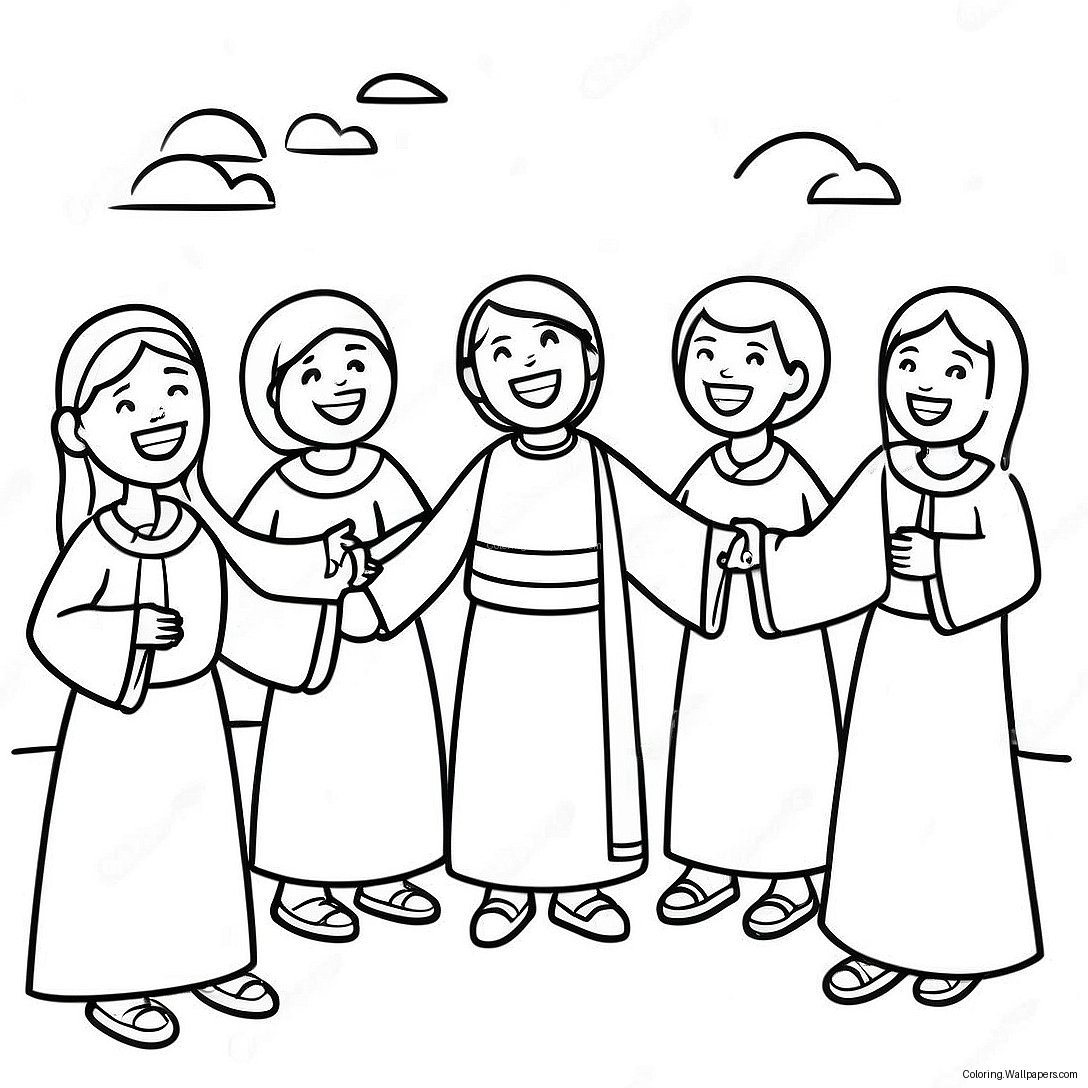 Joyful Gospel Scene Coloring Page 48315