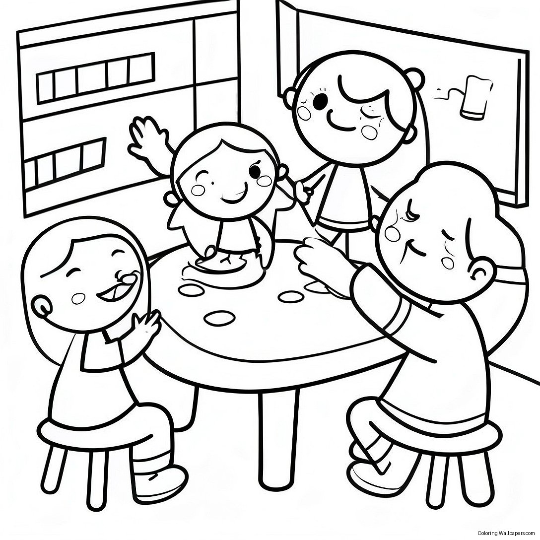 Joyful Kindergarten Music Class Coloring Page 10347