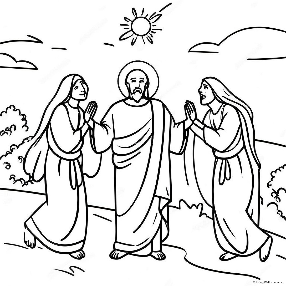 Joyful Resurrection Scene Coloring Page 38251