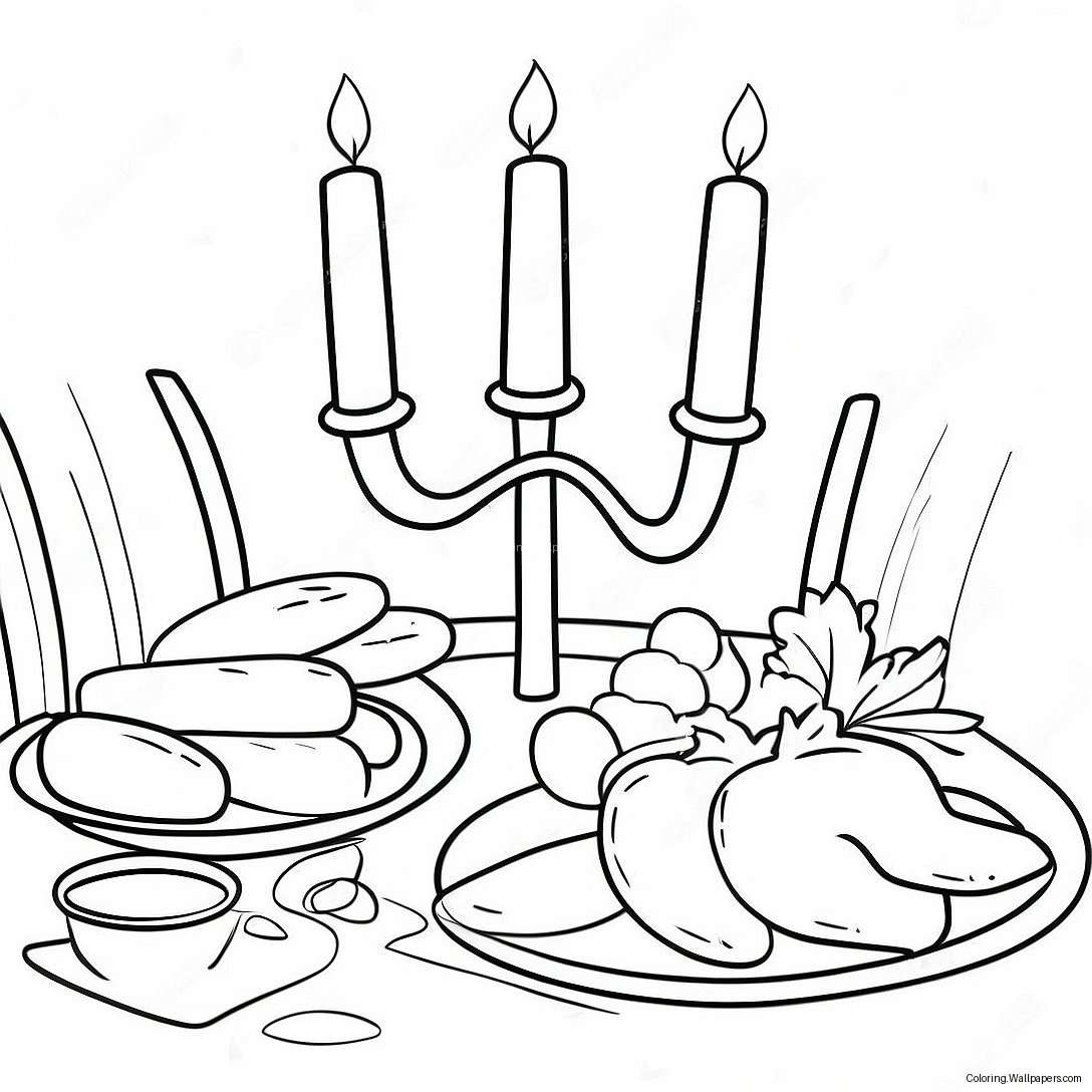 Iloinen Shabbat-Illallispöytä Värityssivu 53116