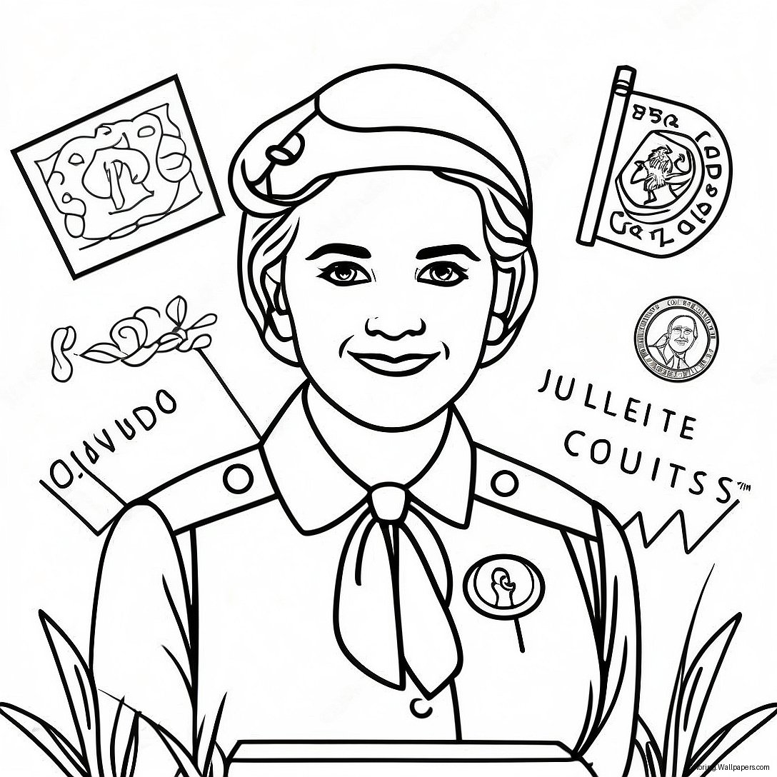 Juliette Gordon Low With Girl Scouts Coloring Page 39257