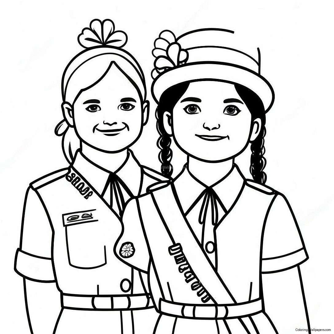 Juliette Gordon Low Met Meisjes Scouts Kleurplaat 39260