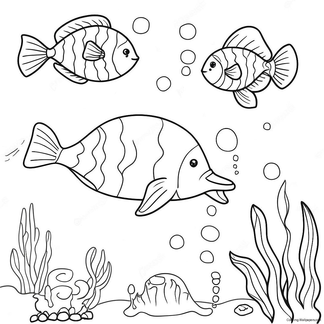 Jumbo Underwater Scene Coloring Page 4901