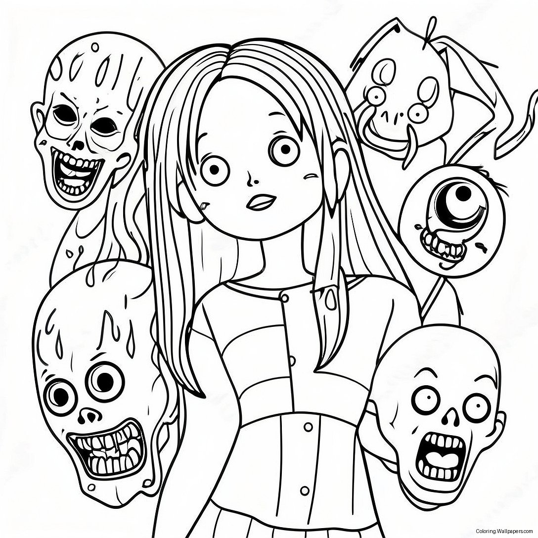 Página Para Colorear De Personajes Espeluznantes De Junji Ito 40356