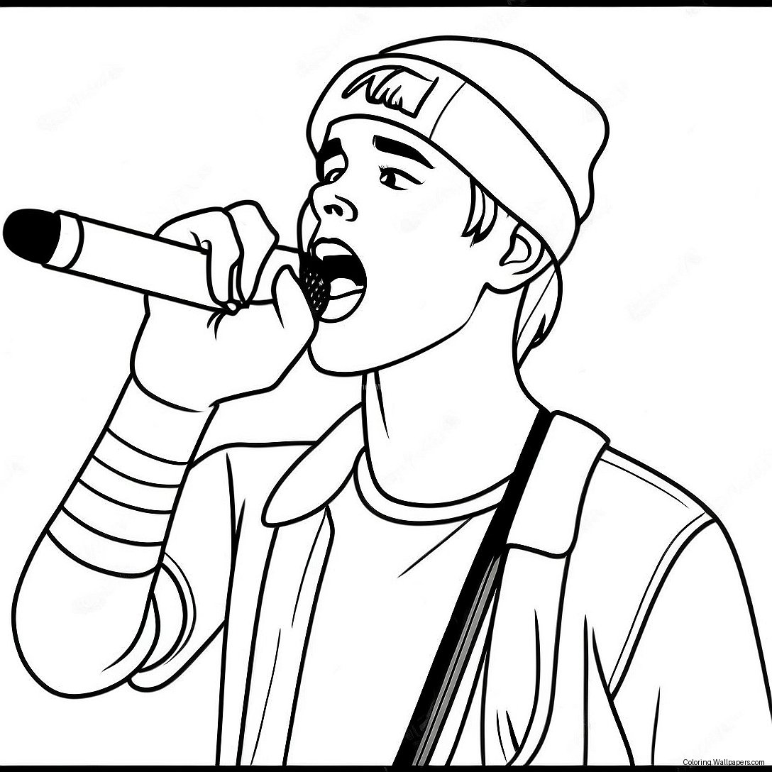 Justin Bieber Sjunger På Scen Färgläggningssida 5781