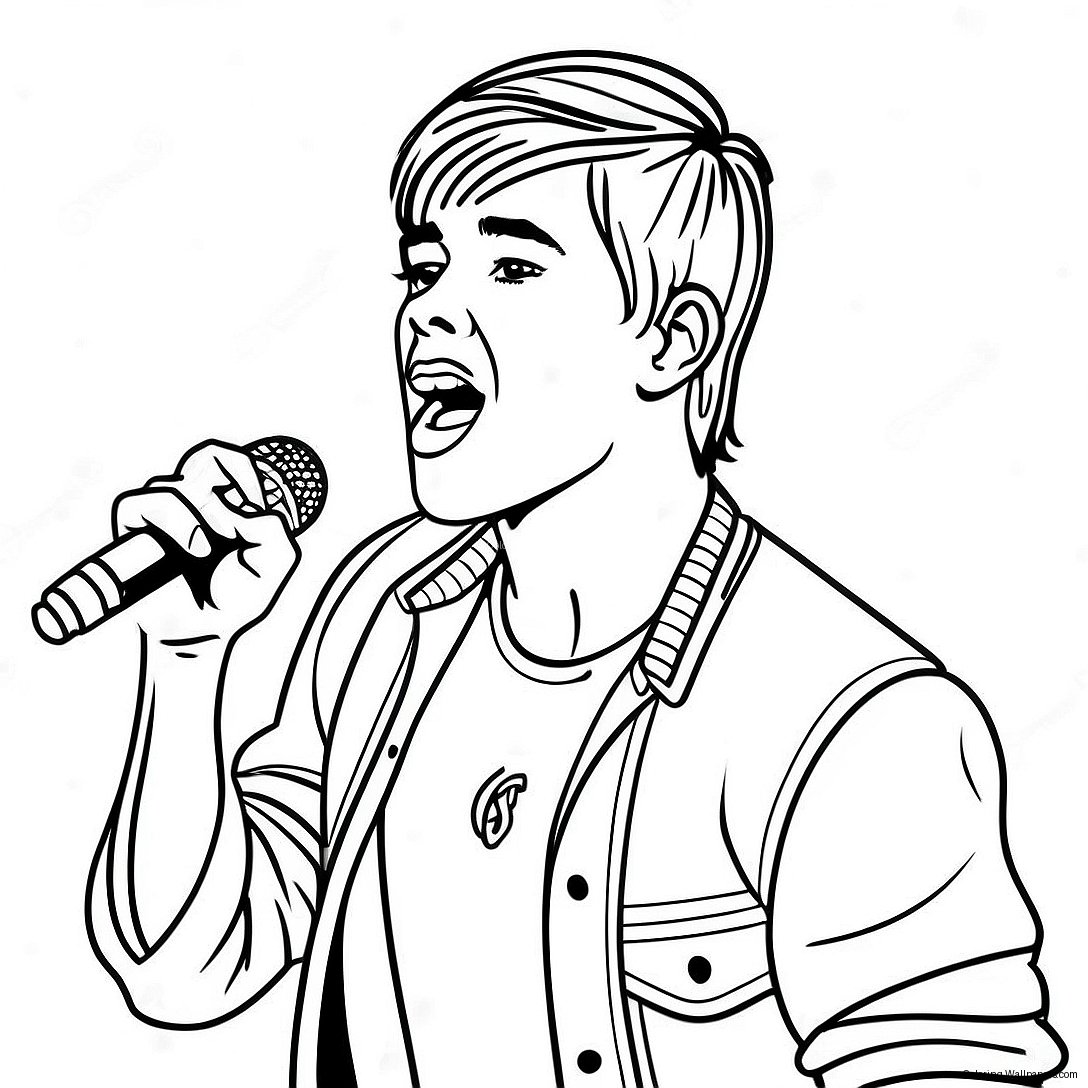 Página Para Colorear De Justin Bieber Cantando En El Escenario 5783