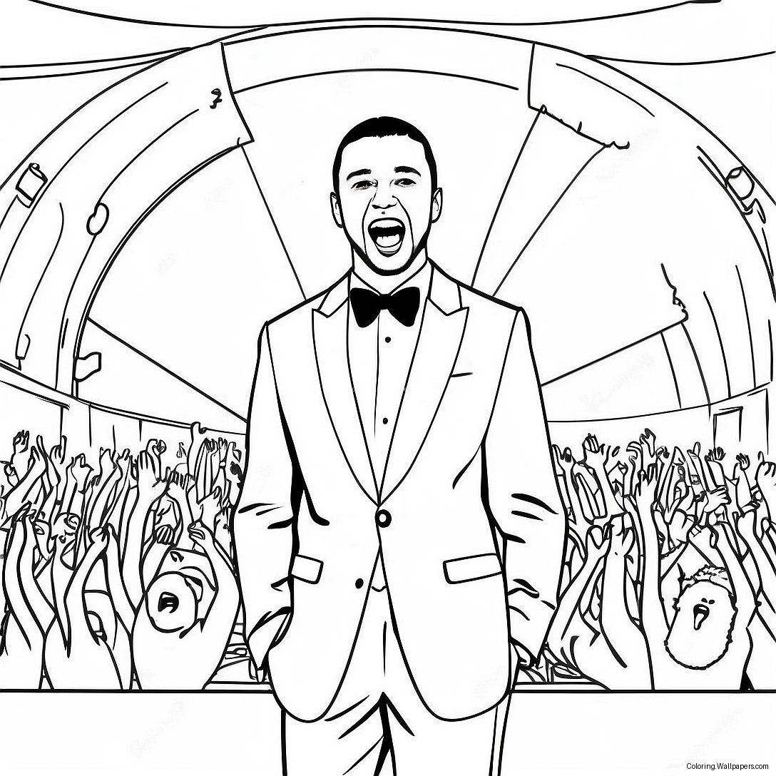 Justin Timberlake Performing On Stage Coloring Page 37179