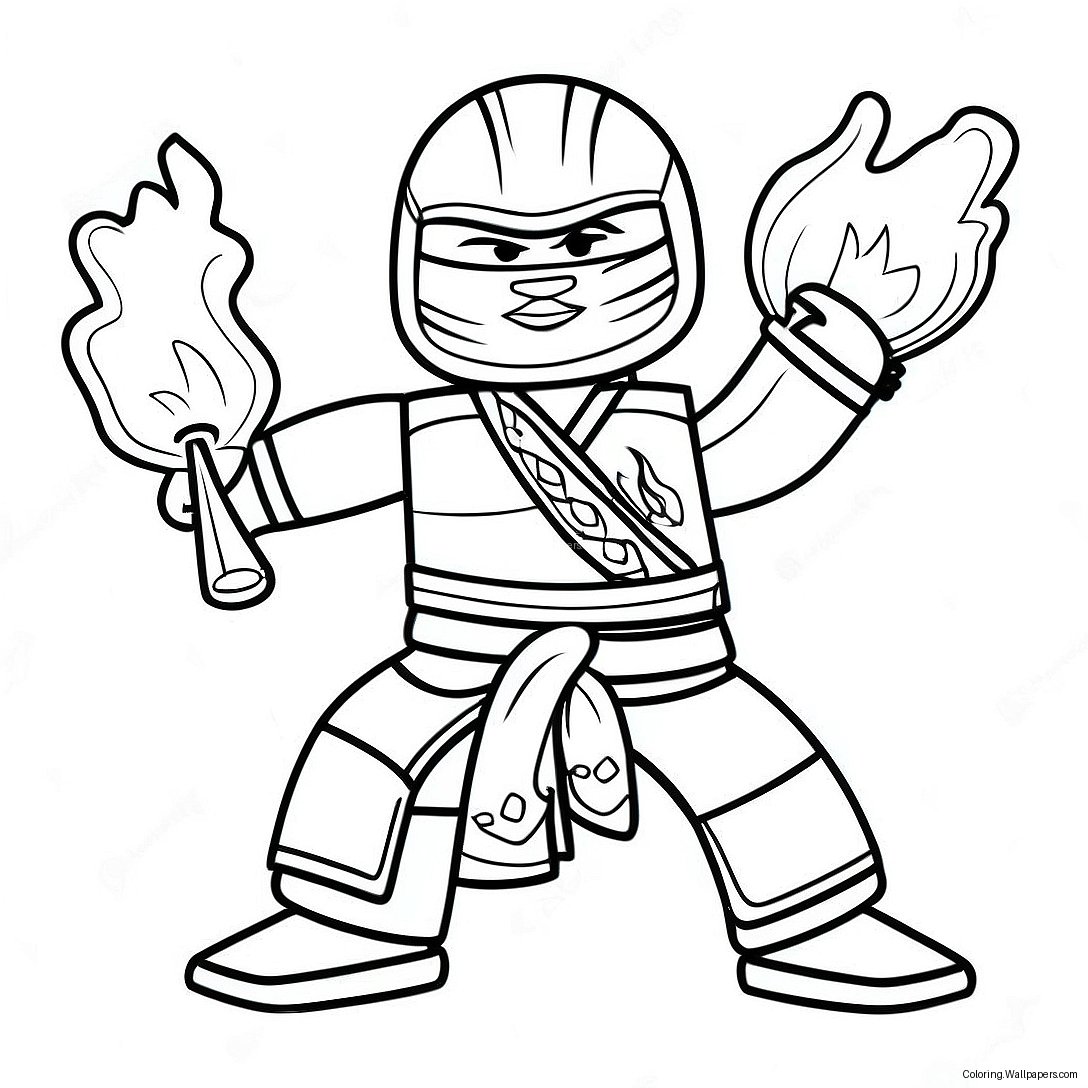 Kai Ninjago With Fire Powers Coloring Page 6887