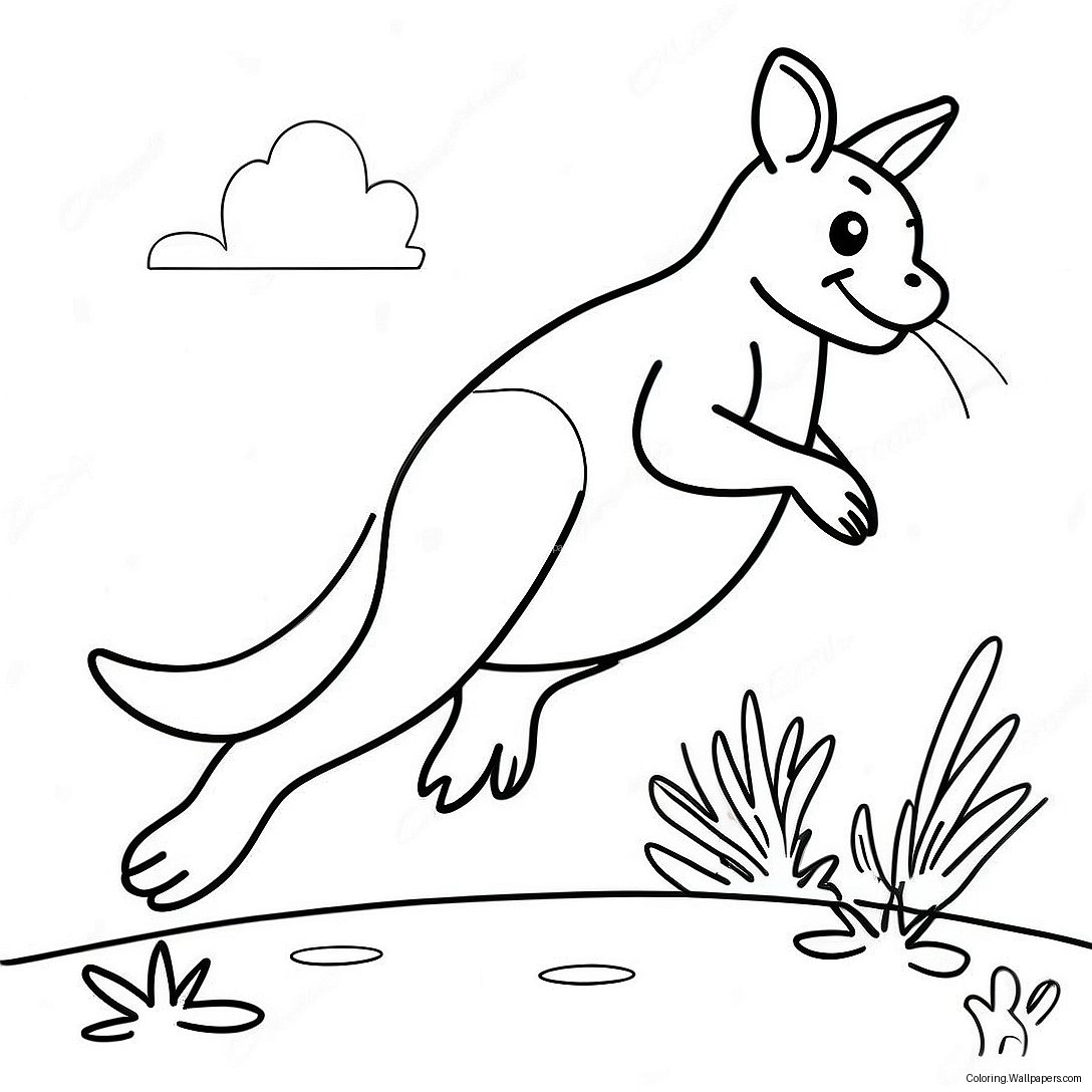 Kangaroo Jumping Coloring Page 3161