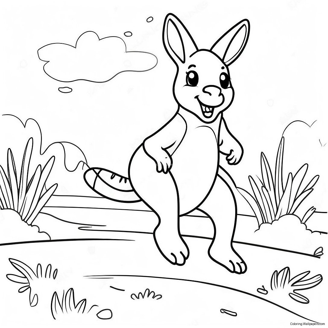 Kangaroo Jumping Coloring Page 3163