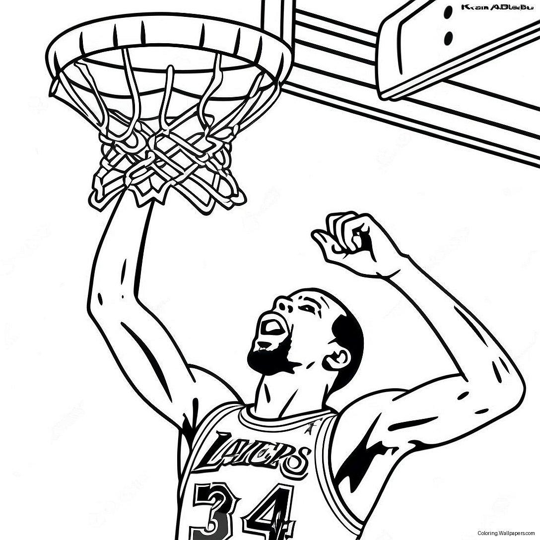 Página Para Colorear De Kareem Abdul Jabbar Haciendo Un Mate 40662