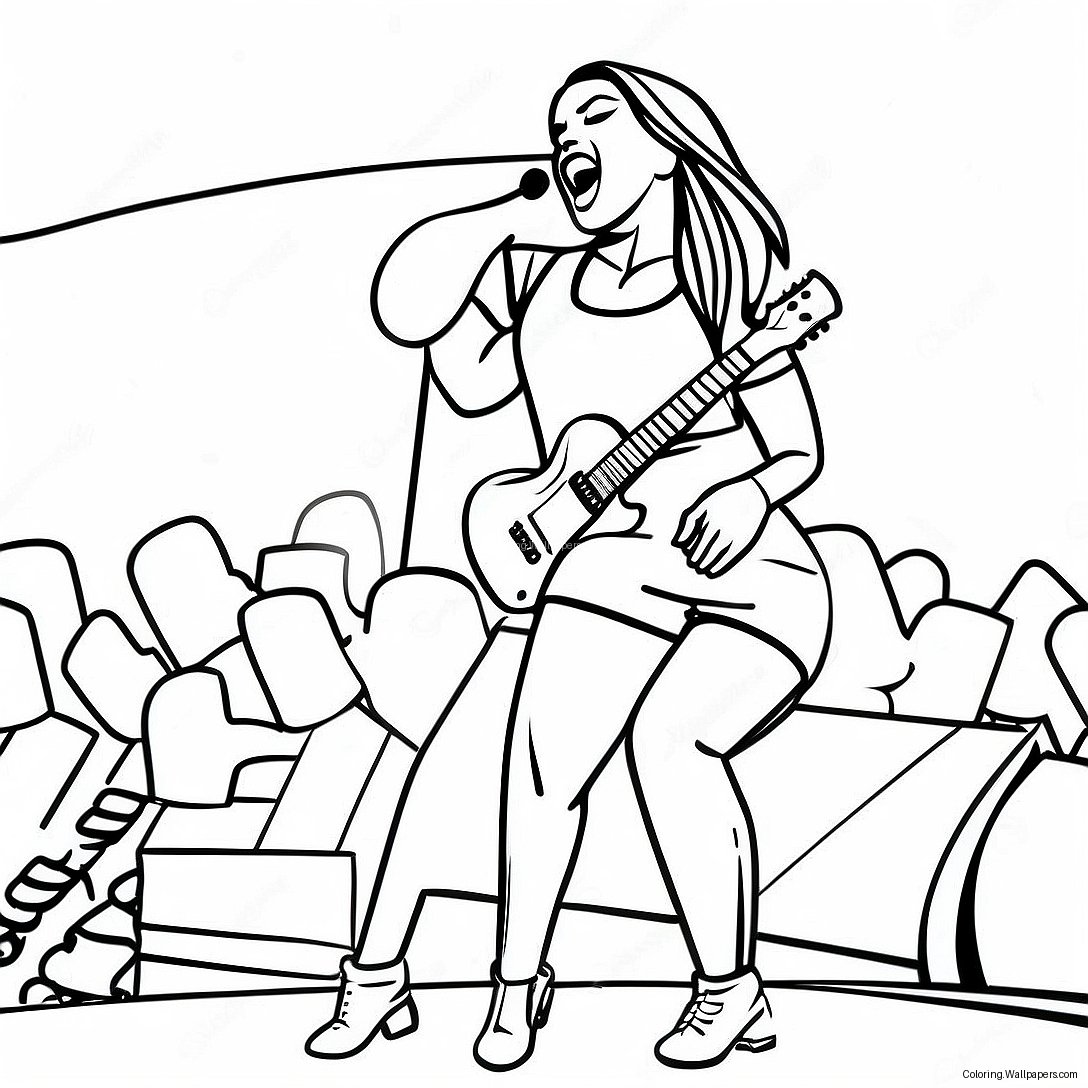 Karol G Performing On Stage Coloring Page 2345