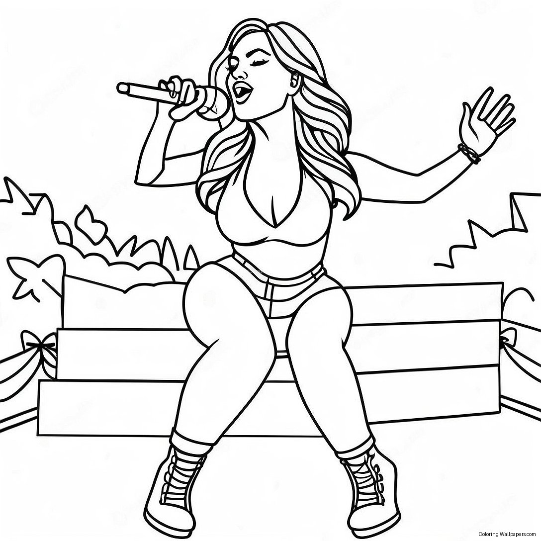Karol G Performing On Stage Coloring Page 2346