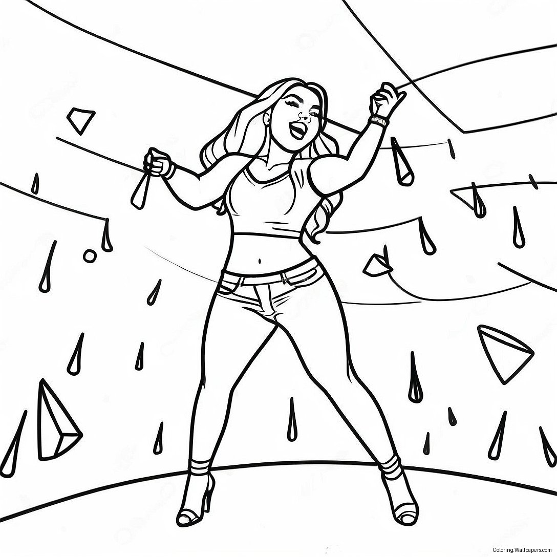 Karol G Performing On Stage Coloring Page 2347