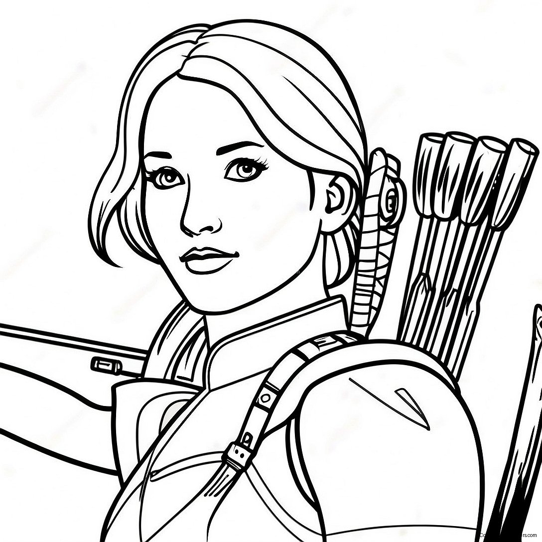 Katniss Everdeen With Bow Coloring Page 16952