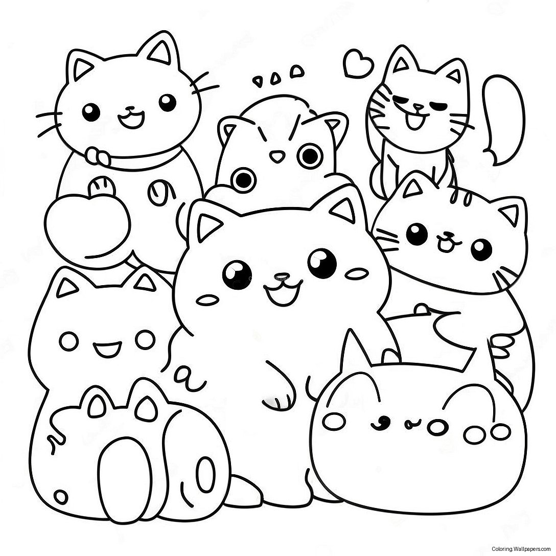 Kawaii Cats Coloring Page 21699