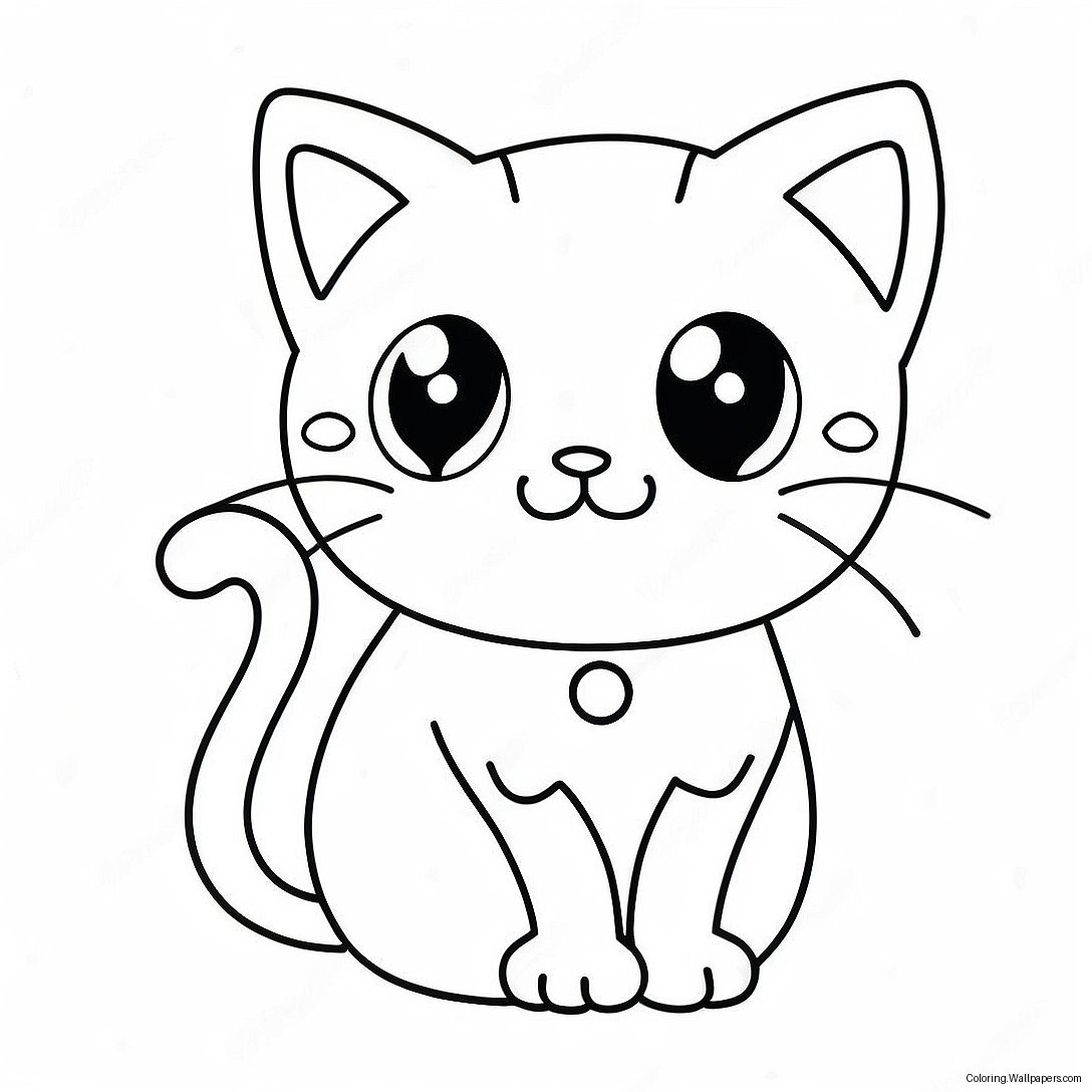 Kawaii Cute Cat Coloring Page 56760