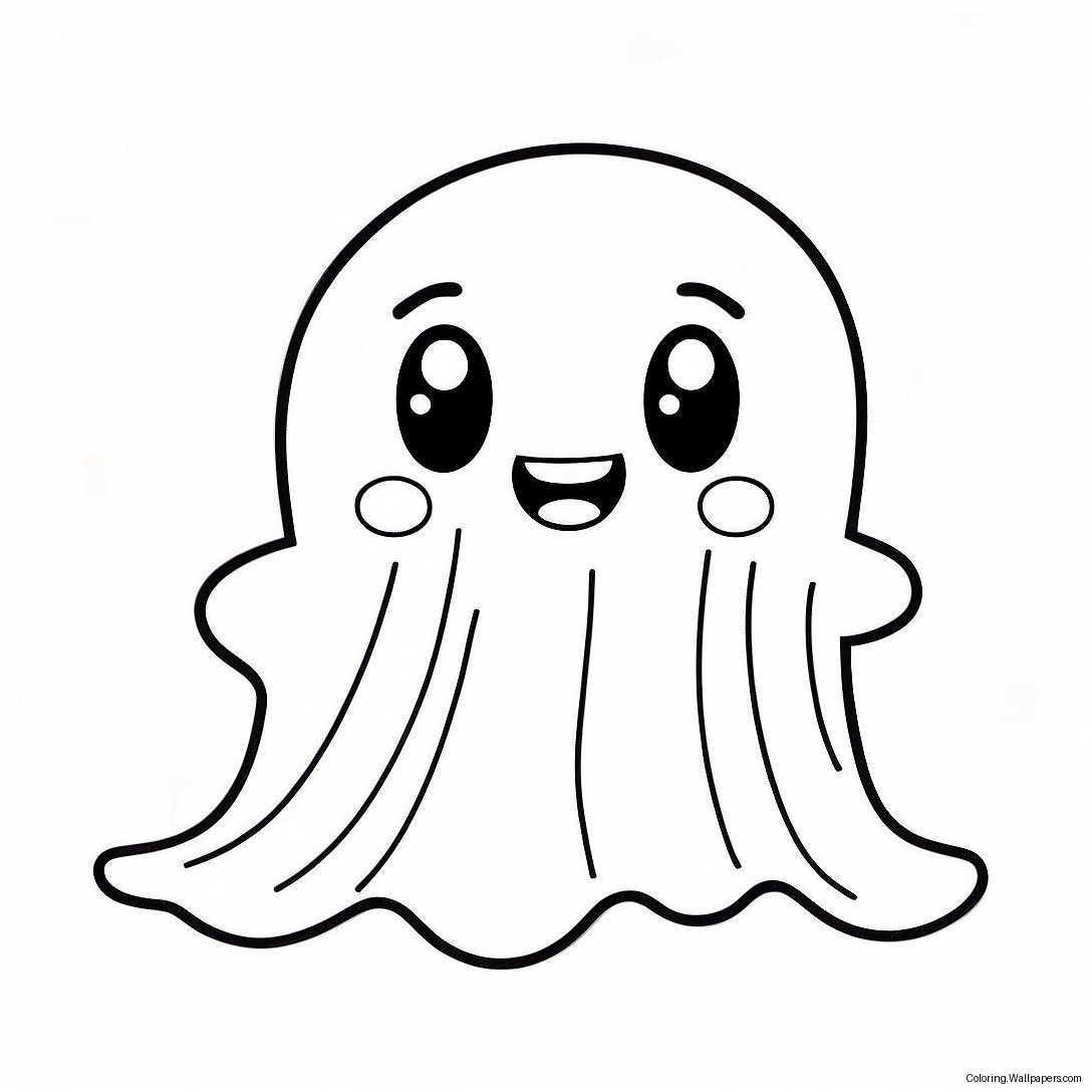 Kawaii Cute Ghost Coloring Page 53831