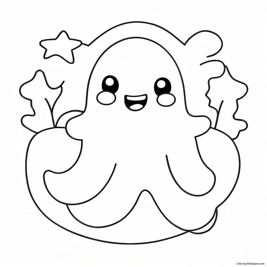 Pagine Da Colorare Di Un Fantasma Kawaii Carino 53832