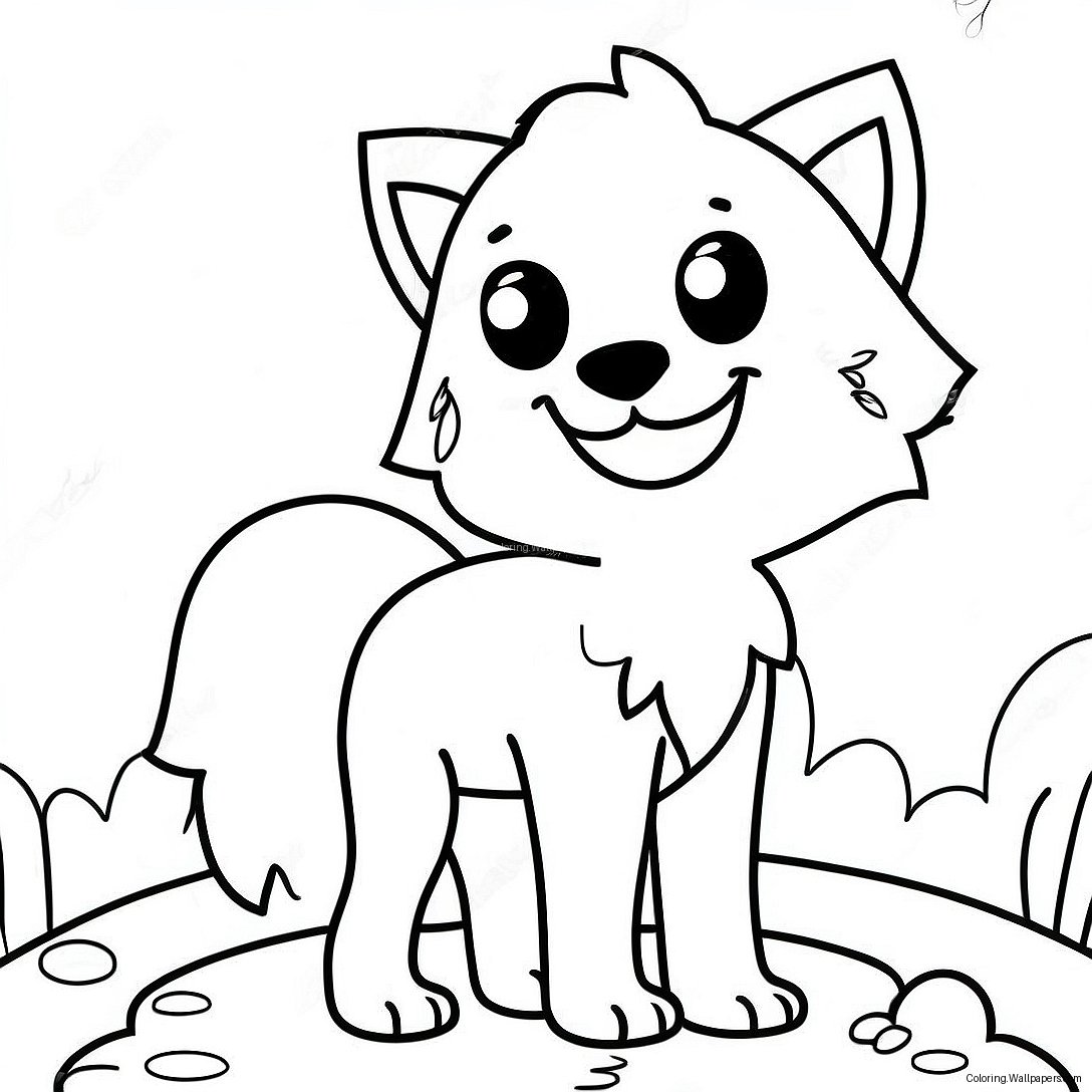 Kawaii Cute Wolf Coloring Page 31022