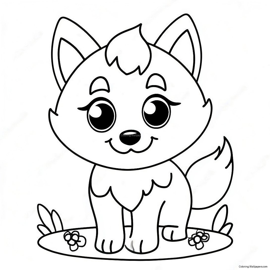 Kawaii Cute Wolf Coloring Page 31024