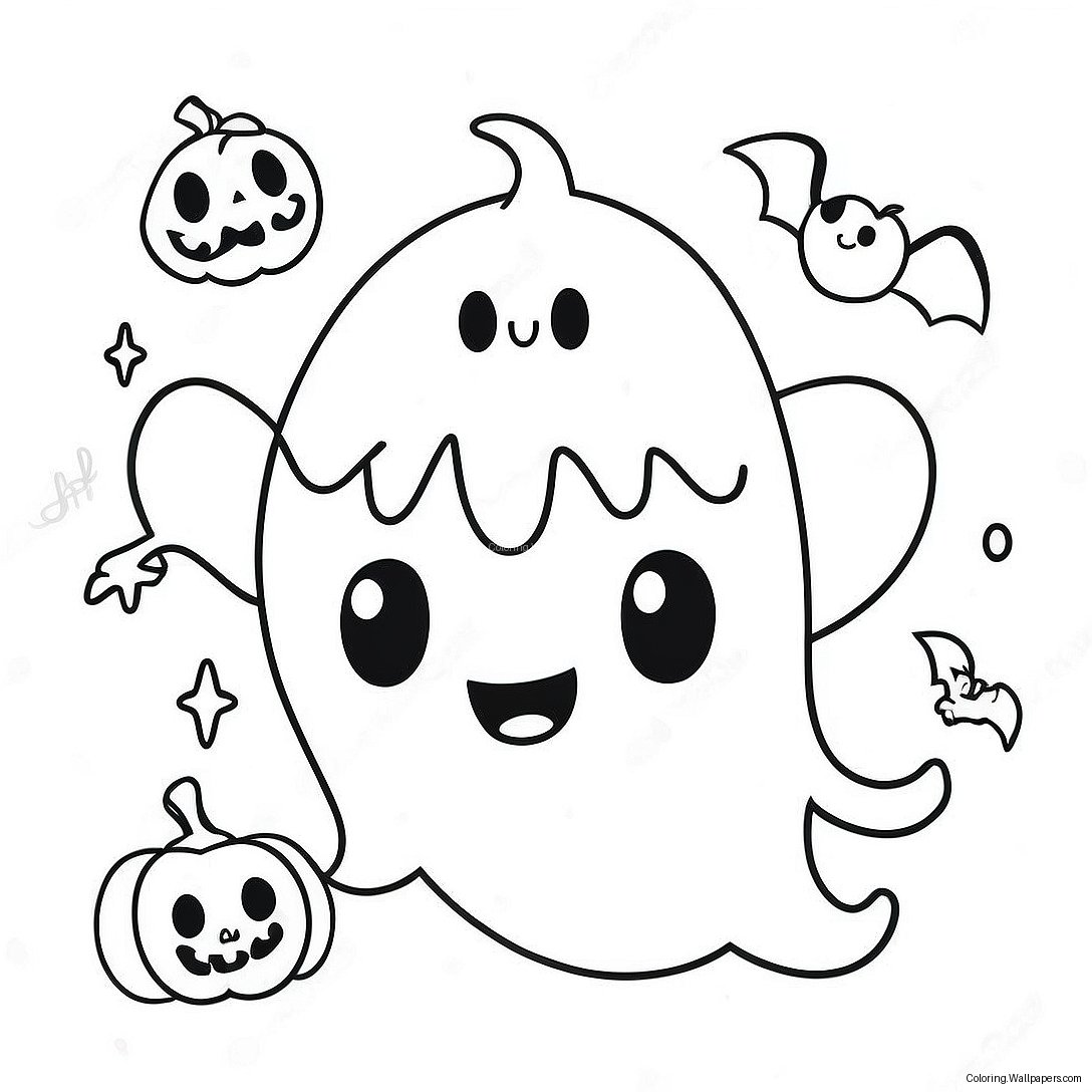 Página Para Colorear De Fantasma Kawaii De Halloween 32251