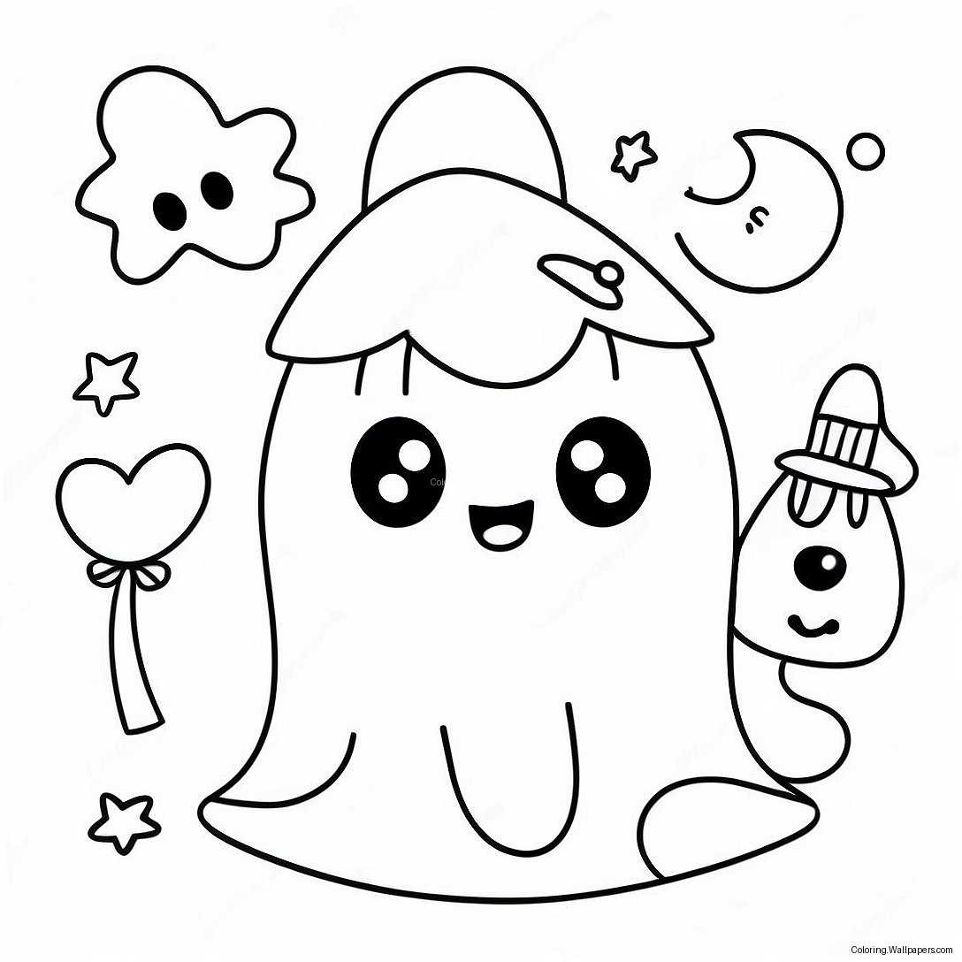 Kawaii Halloween Geist Ausmalbild 32252