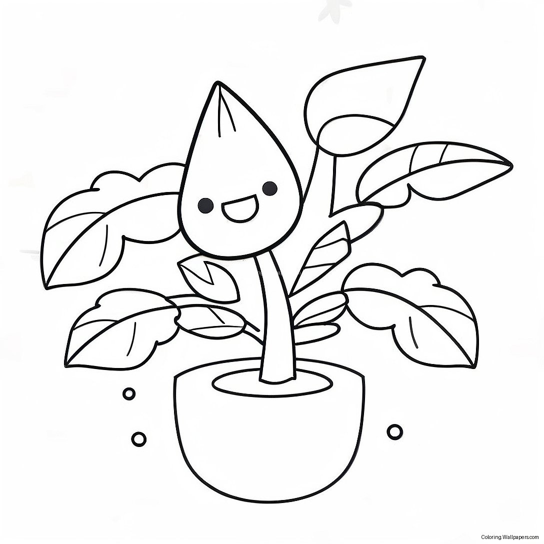 Página Para Colorear De Planta Kawaii 37482