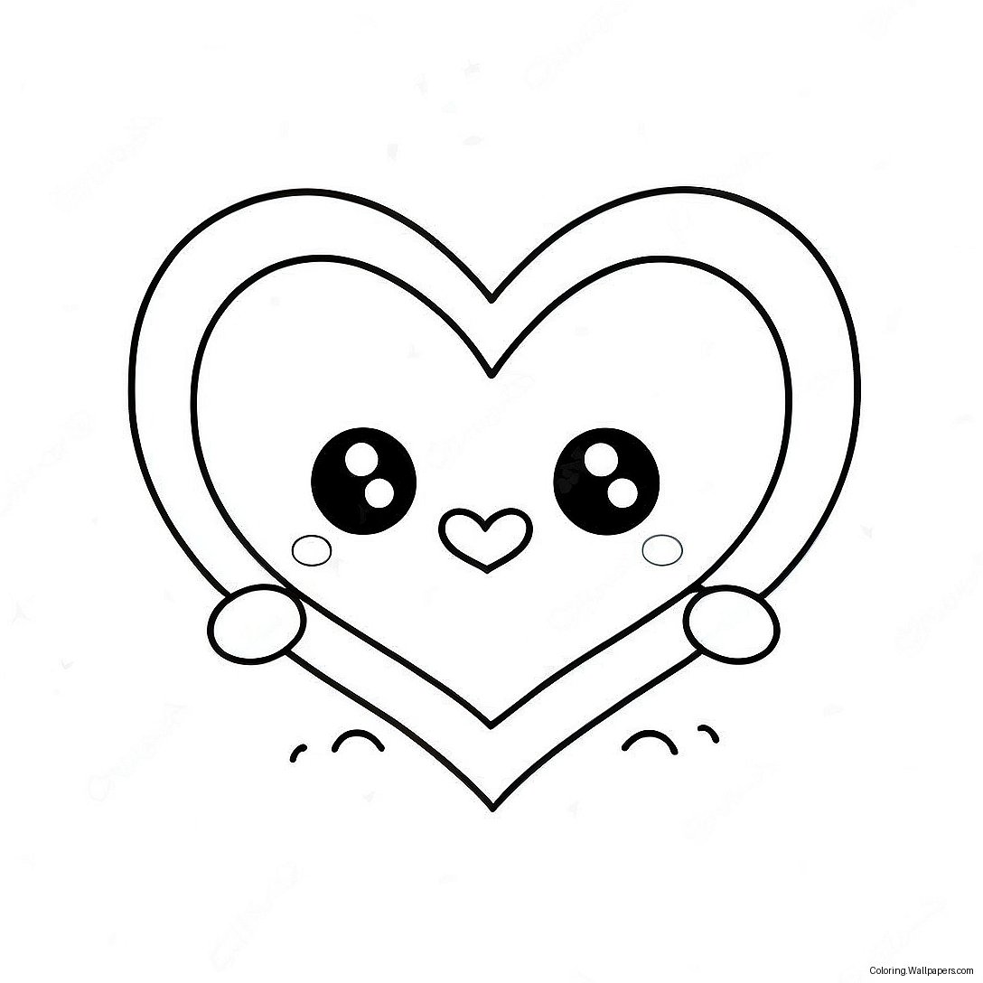 Kawaii Valentines Day Heart Coloring Page 33383