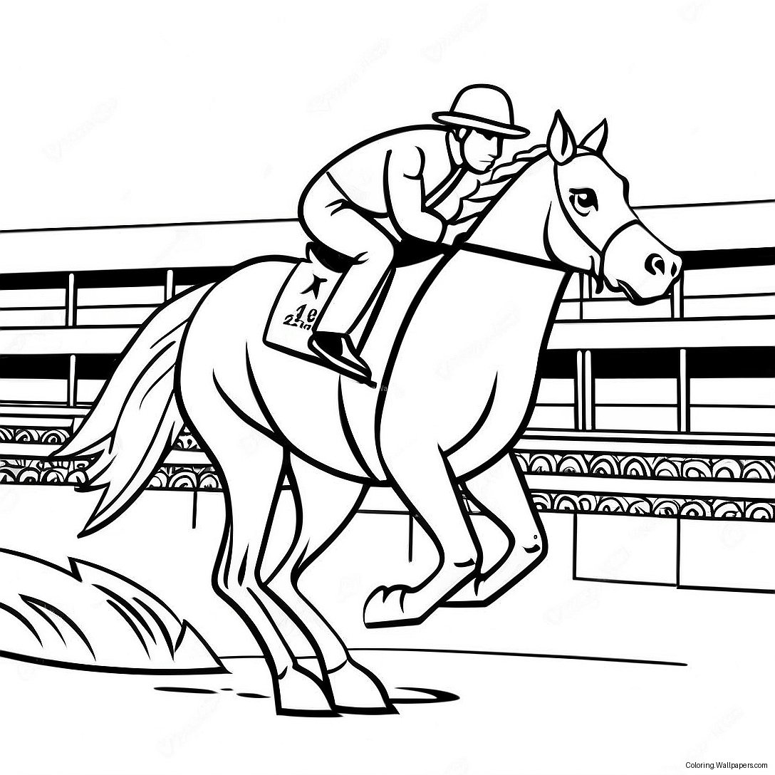 Kentucky Derby Horse Racing Coloring Page 8255