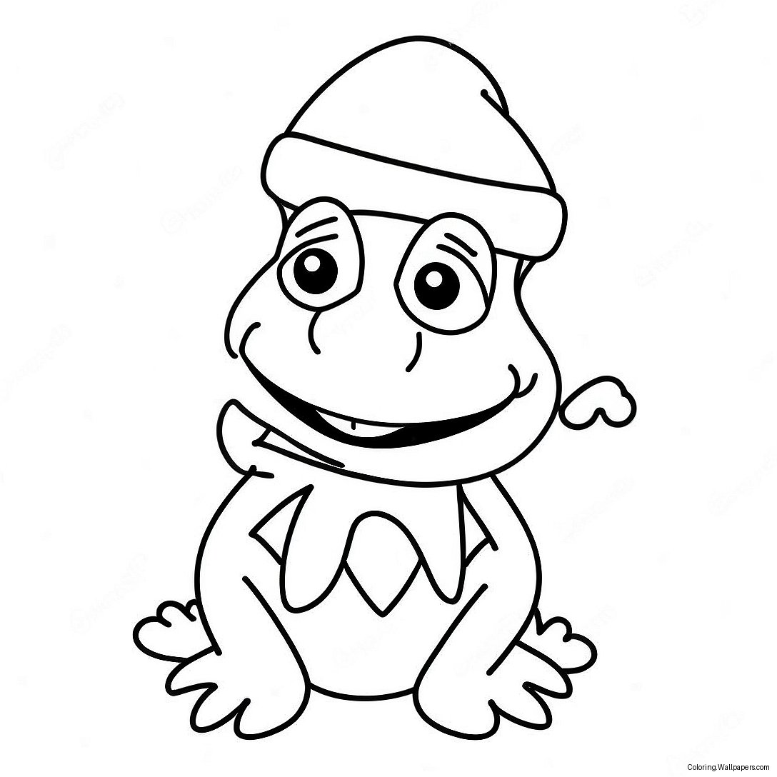 Page À Colorier De Kermit La Grenouille Avec Un Chapeau De Noël 46646