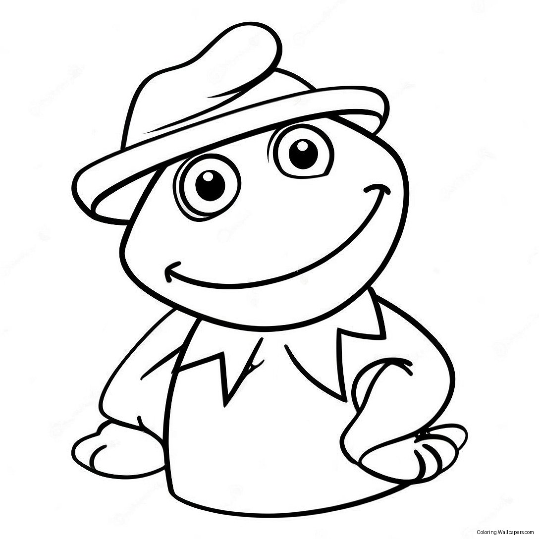 Página Para Colorear De Kermit La Rana Con Gorro De Santa 46648