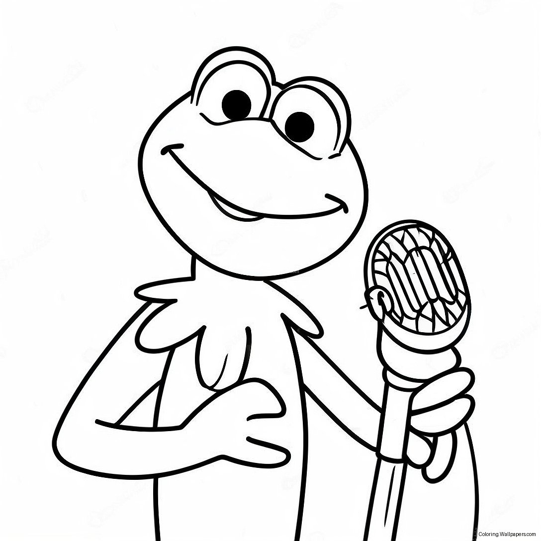 Página Para Colorear De Kermit La Rana Cantando 6539