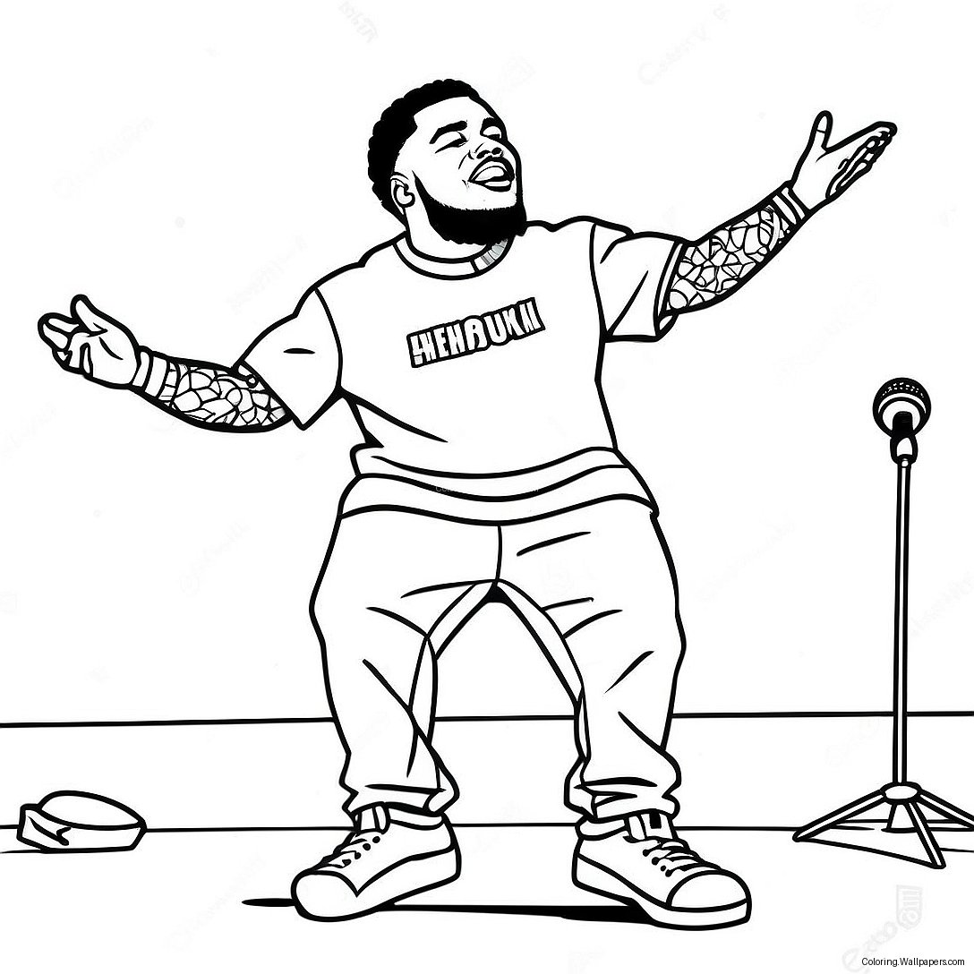 Kevin Gates Performing On Stage Coloring Page 56812