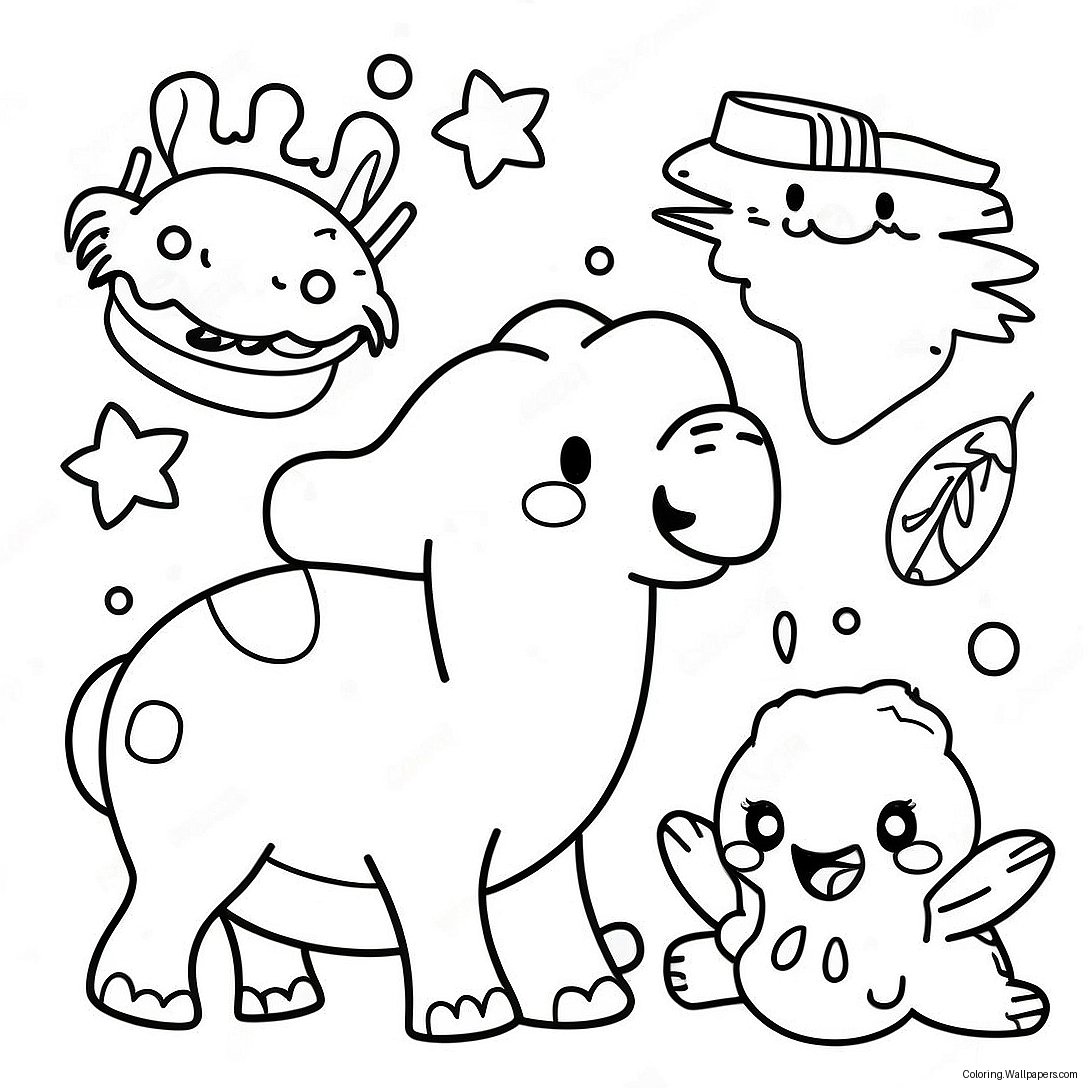 Kids Coloring Page With Fun Animals 17717