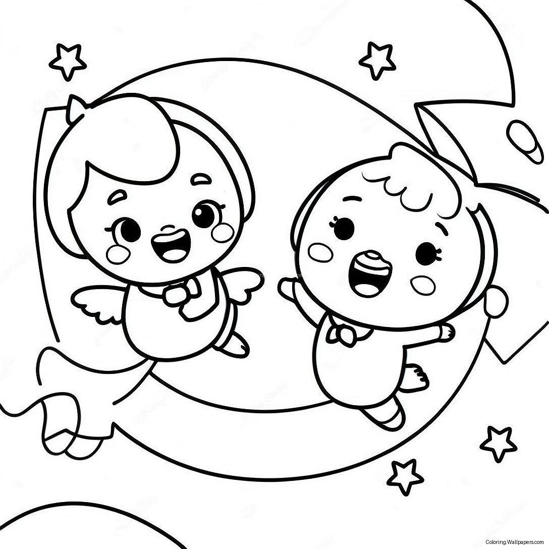 Página Para Colorear Kiki Y Lala Volando A Través De Las Estrellas 38503