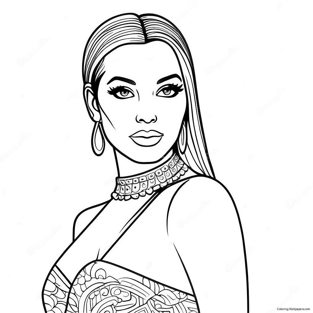 Kim Kardashian In Glamorous Dress Coloring Page 52568