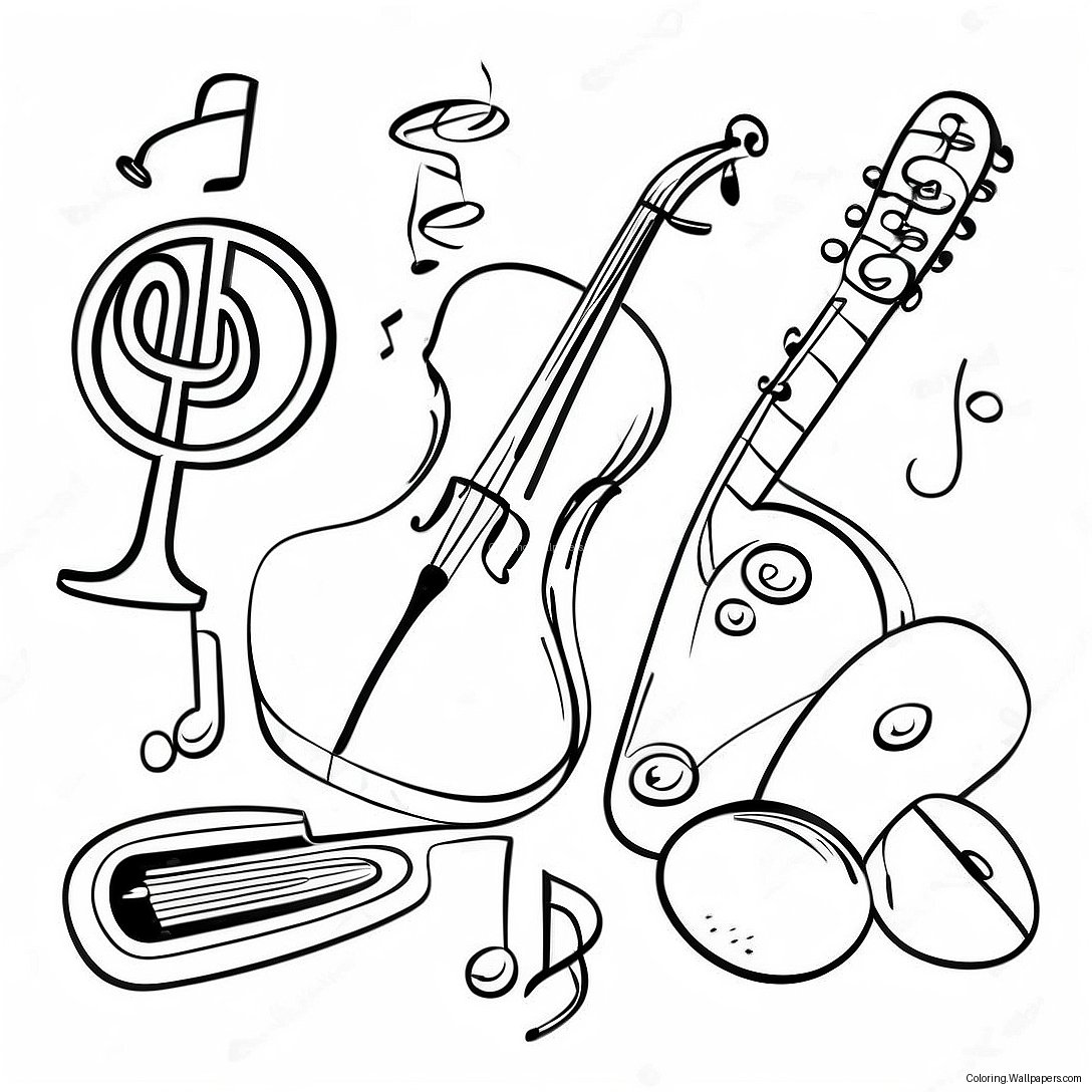 Kindergarten Music Instruments Coloring Page 10335