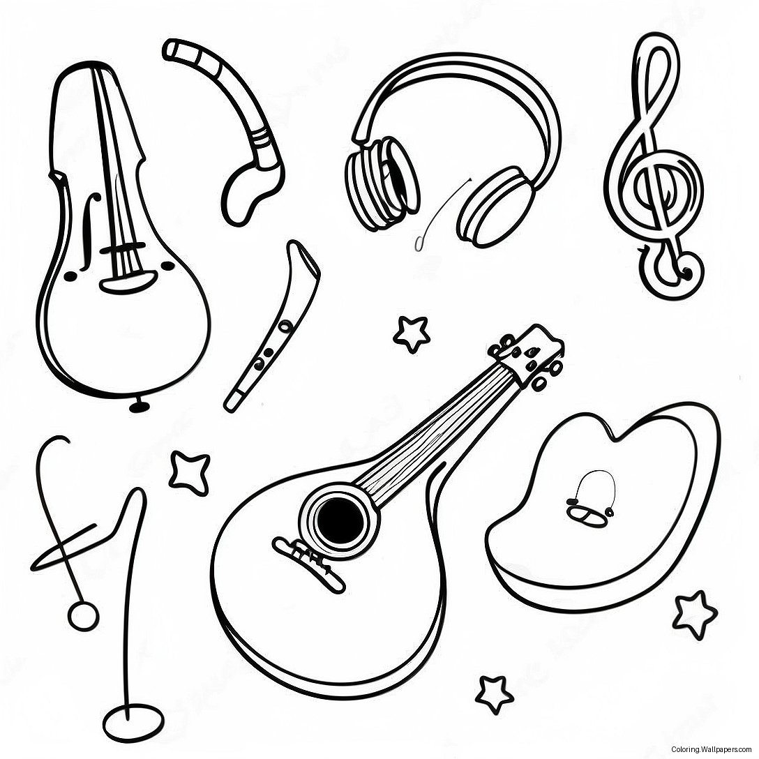 Kindergarten Music Instruments Coloring Page 10336