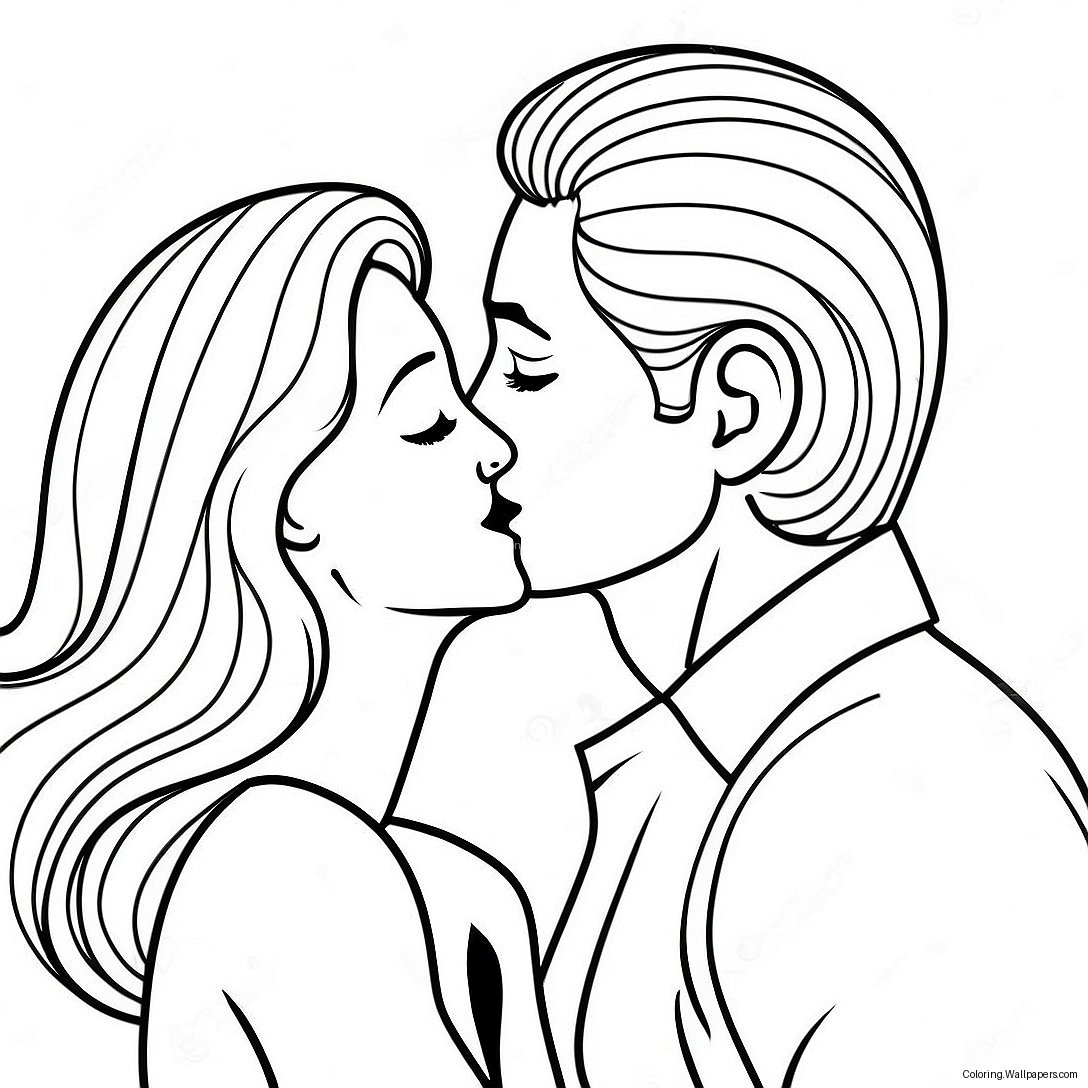 Kissing Couples Coloring Page 27709