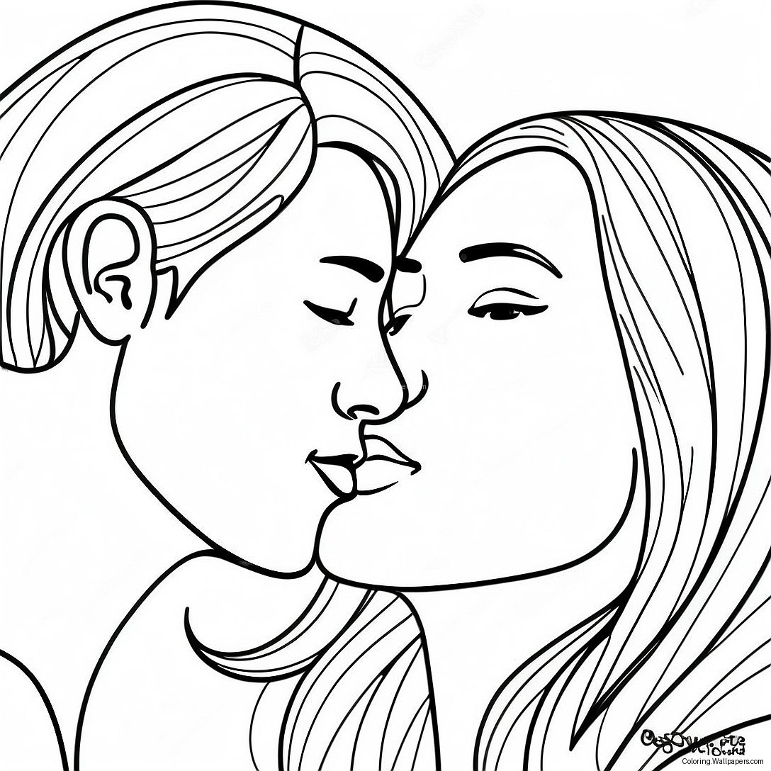 Kissing Couples Coloring Page 27711