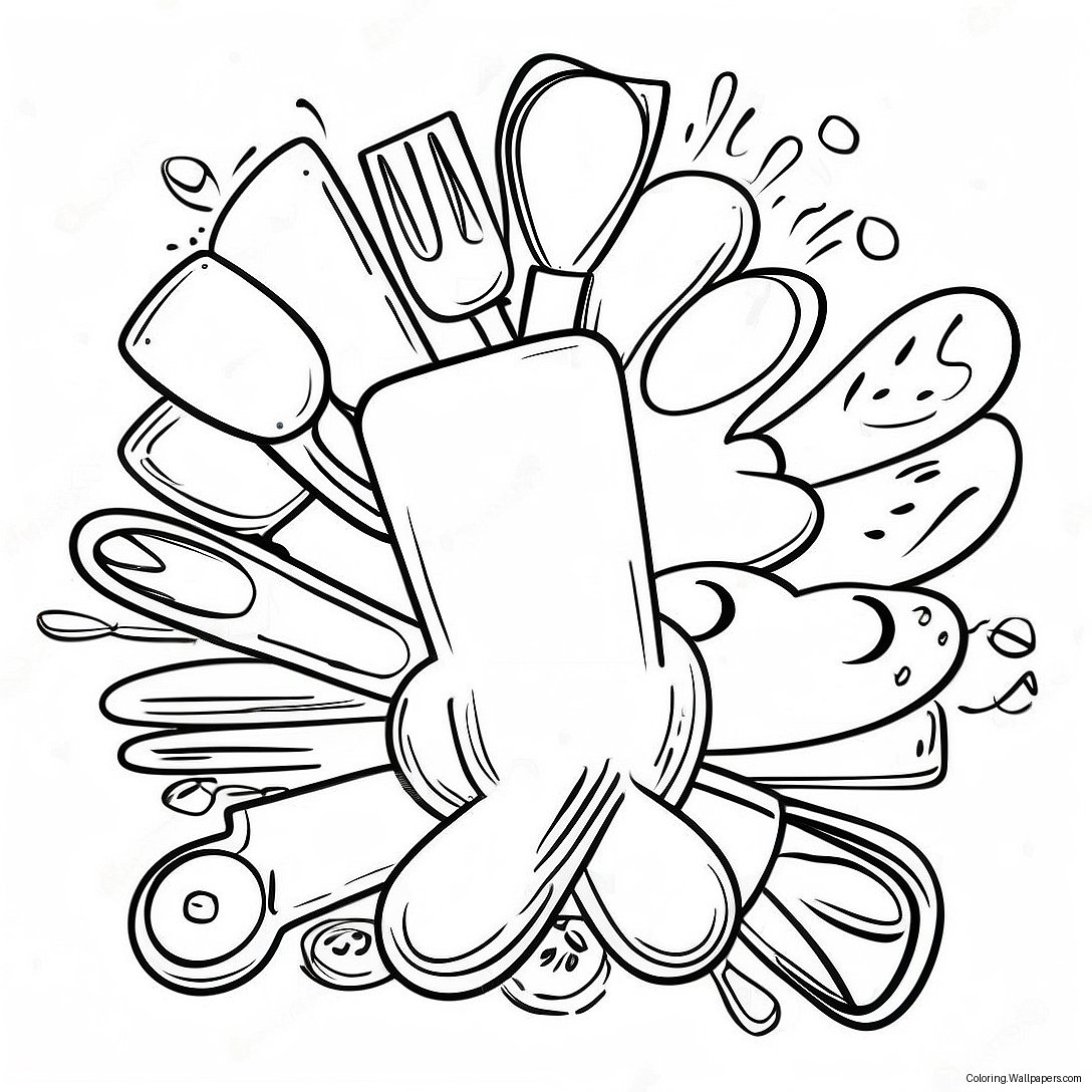 Kitchen Utensils Coloring Page 4160