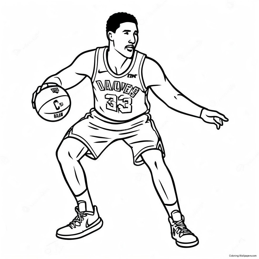 Klay Thompson Three-Point Shot Coloring Page 35442