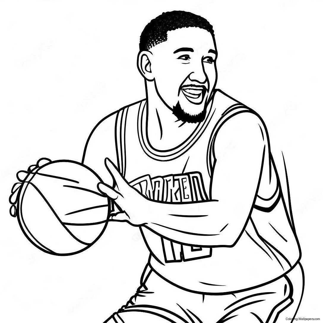 Klay Thompson Three-Point Shot Coloring Page 35443