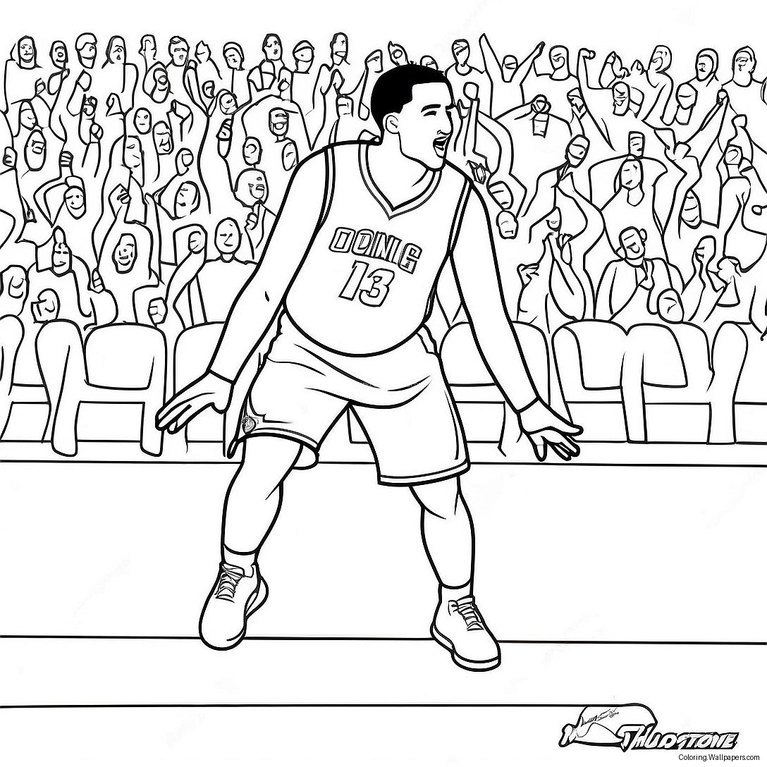 Klay Thompson Three-Point Shot Coloring Page 35444