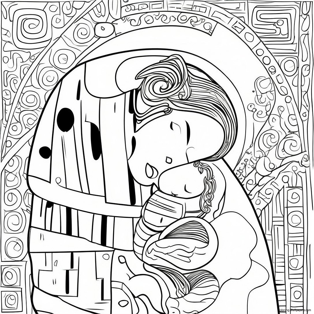 Klimt's The Kiss Coloring Page 54199